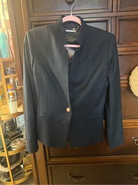 Ted Baker London Navy Single-Button Collarless Blazer